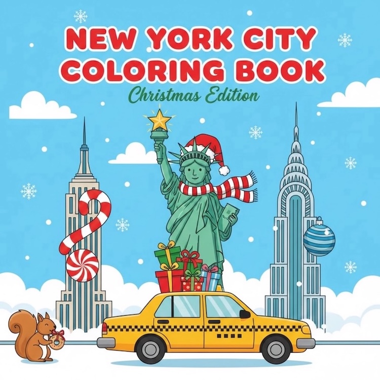 copertina libro new york city coloring book christmas edition